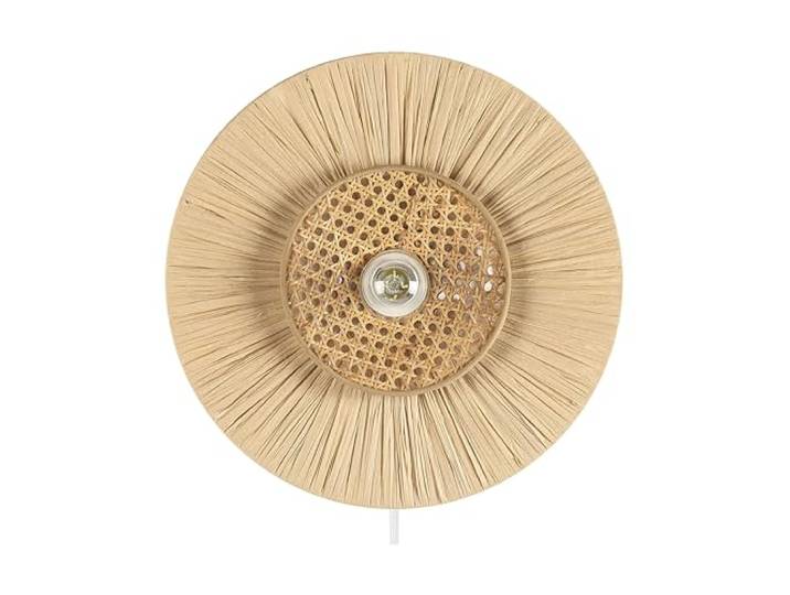 Wandleuchte Papier natürlich Rattan beige Wiener-Geflecht rund Boho Yaapi