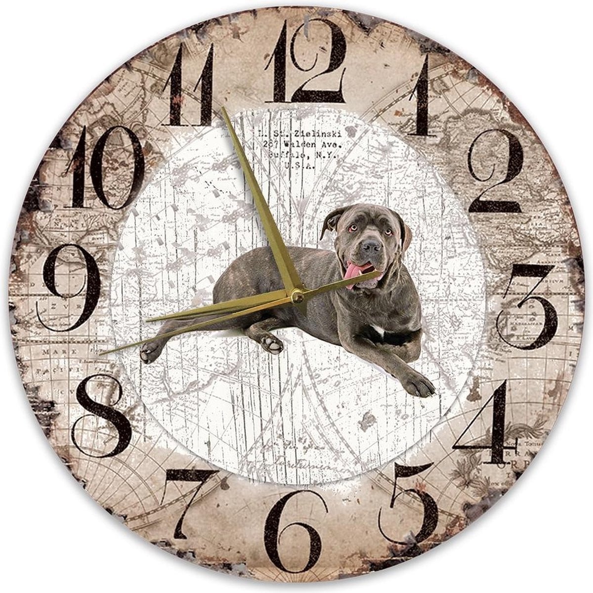 Houten Wandklok met Cane Corso Hond Design - Diameter: 30 cm