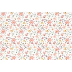 FOTOTAPETE Blumen Muster Pastell Rosa Aquarell 288/190 cm