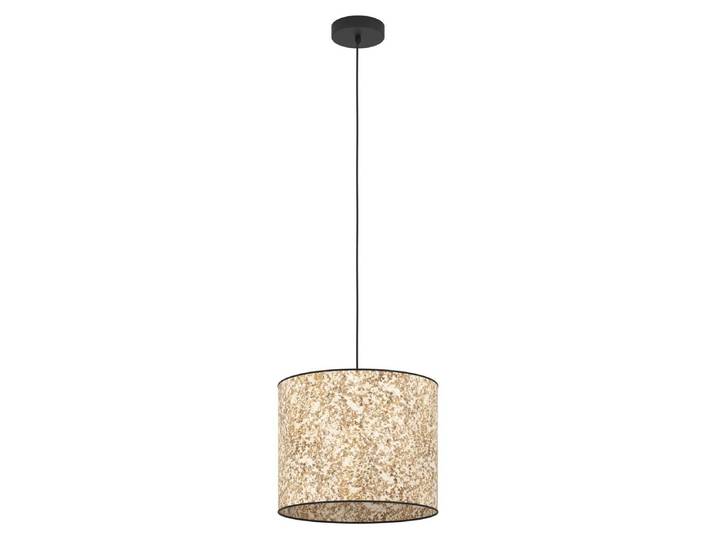 EGLO Lampe à suspendre Butterburn\, lampe à suspendre\, lampe de salle à manger en métal noir et textile avec feuilles de bouleau\, lampe à suspendre\, douille E27\, Ø 36 cm