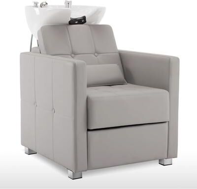 BarberPub Backwash Shampoo Station Chair with Adjustable Porcelain Ceramic Hair Wash Bowl, Vacuum Breaker