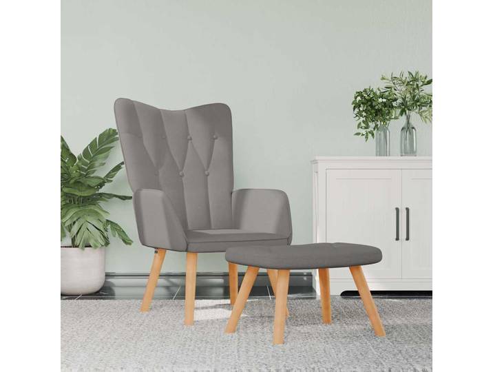 vidaXL Relaxsessel mit Hocker Taupe Stoff