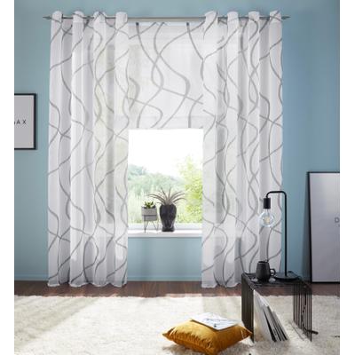 Gardine OTTO HOME "Bene, 1 Stück, Ösen, transparent, gemustertes Design" Gr. 2, grau, B:140cm H:175cm, Polyester, Polyester, Gardinen, Gardine, Transparent, gemustert, glatt, verschiedene Größen