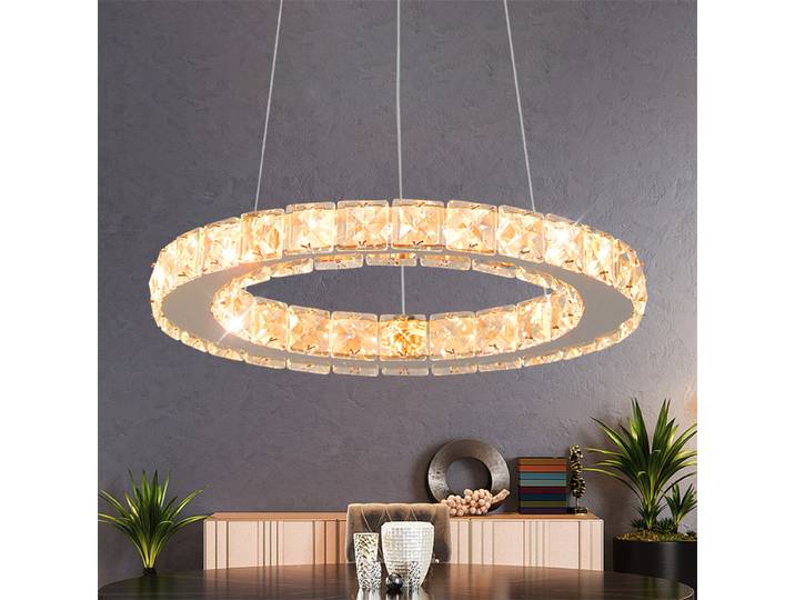 2026 Anneau moderne Led Lustres En Acier Inoxydable Pour Salle À Manger Décor À La Maison Éclairage Suspendu Plafonniers Lustres Pendentif