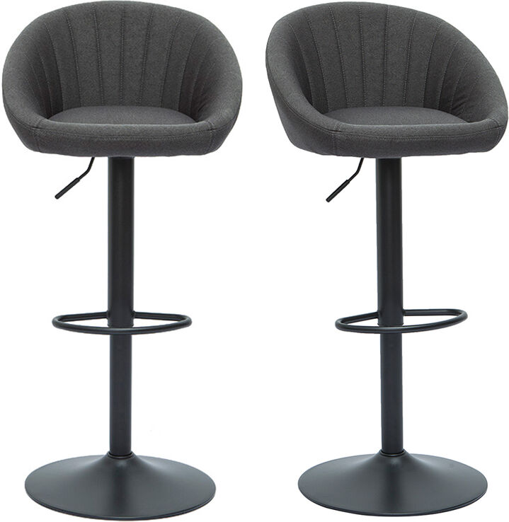 Miliboo Design-Barhocker verstellbar anthrazitgrau 2er-Set SHERU