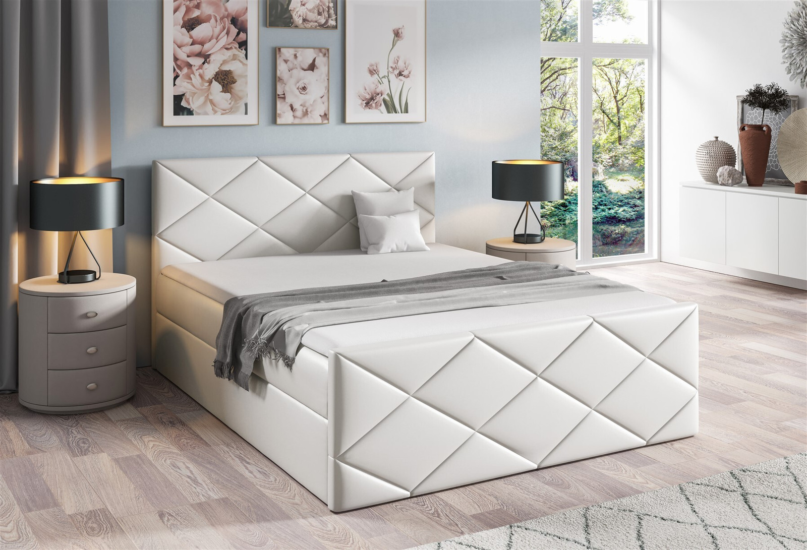 Fun Moebel Boxspringbed Henrik met opbergbox, gestoffeerd, 120 x 220 cm