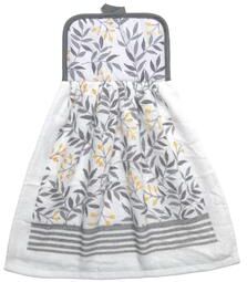 IH Casa Decor Tie Hand Towel Gray Leaves - Set of 2