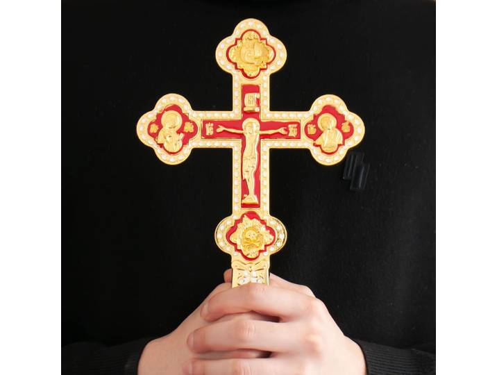 Nouvelle croix d'église orthodoxe, pasteur père, prière croisée portable avec Crucifix de jésus, plantation d'or, croix de cristal, boîte religieuse, cadeau