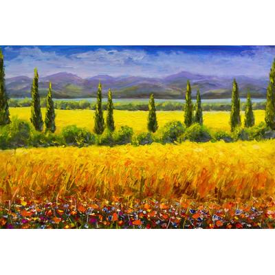 Fototapete PAPERMOON "Landschaft Gemälde", bunt, B:2m L:1,49m, Vlies, Tapeten