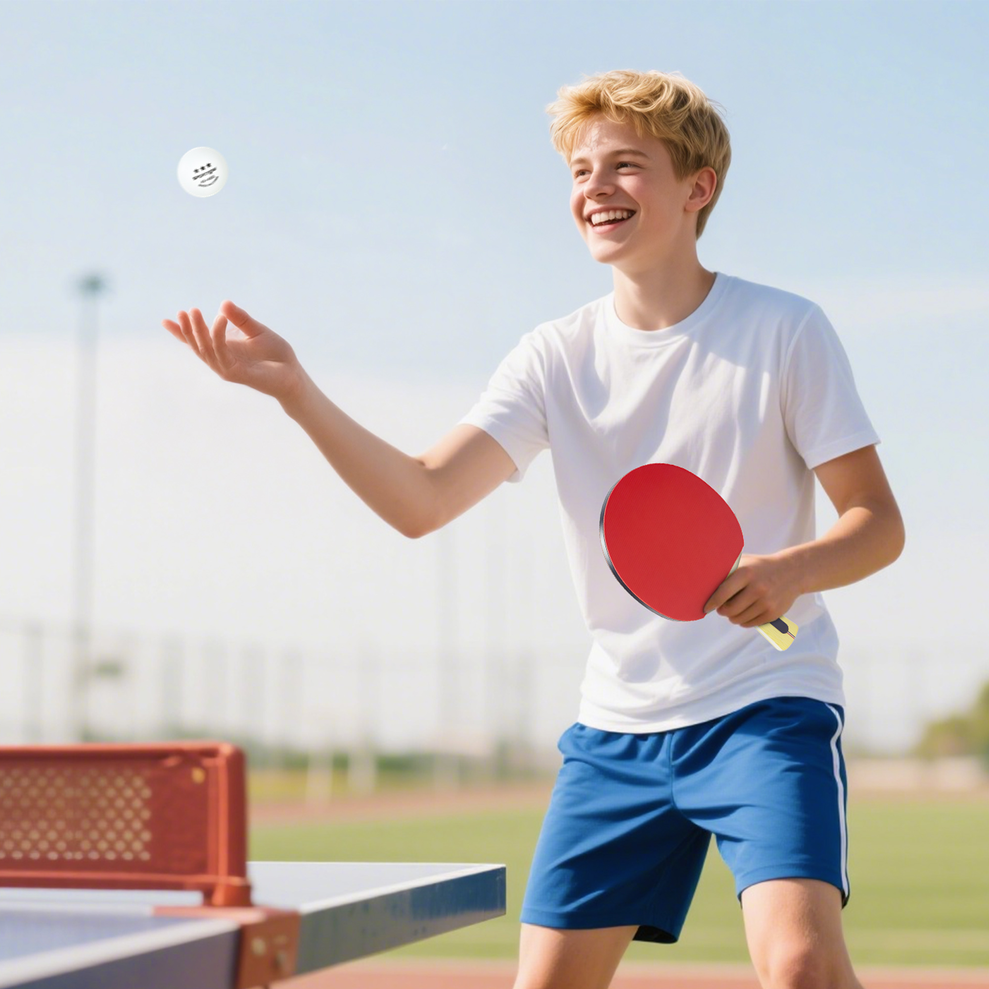 Sportnow Set 4 Racchette da Ping Pong e 8 Palline con Custodia per Trasporto, Rosso e Nero   Aosom Italy