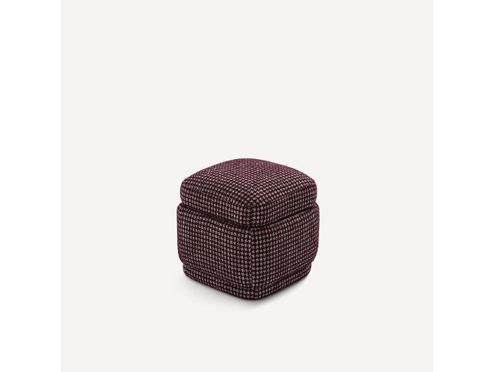 AM.PM Pouf en jacquard pied de poule, CLEOPHEE Rose Lie De Vin