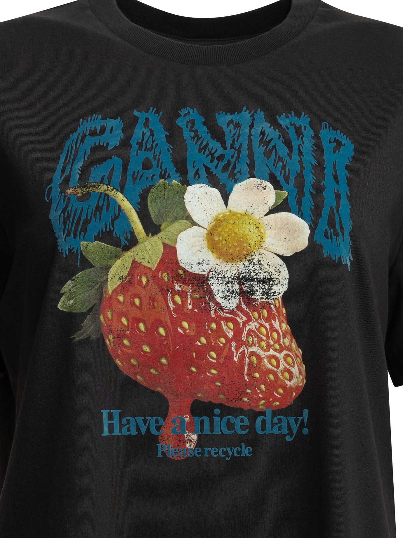Ganni t-shirt femme noir en coton Noir S
