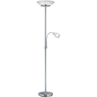 REALITY LEUCHTEN Deckenfluter "Gerry", grau (nickelfarben), 2, Ø 34cm H: 180cm, 1 Stk., Leuchten, Schalter,Getrennt schaltbar,Flexibel, Leuchtmittel tauschbar, Deckenfluter