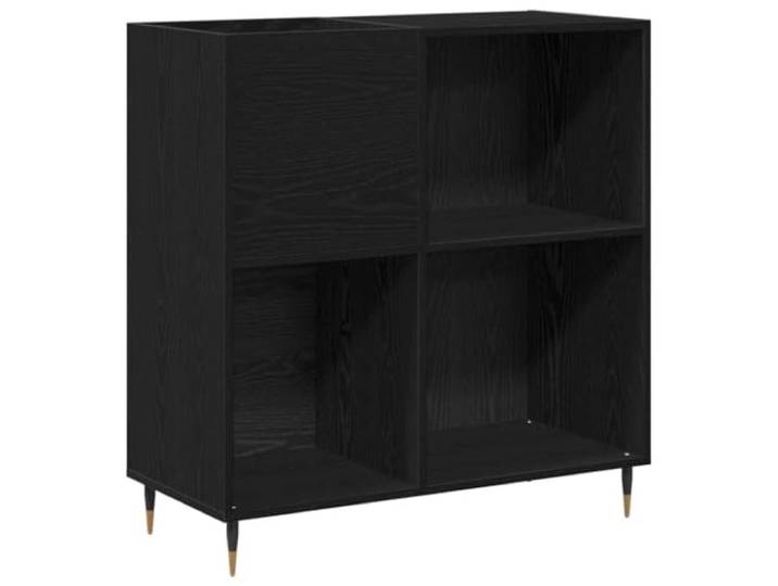 HKQWPBF Schallplattenschrank Schwarz Eichen-Optik 85 x 38 x 89 cm Industrial Style, Holzwerkstoff, Brett-Regale, konische schwarze Beine, reichlich Stauraum, einfache Pflege