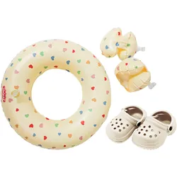 Heless - Puppen-Schwimmset ''Herz Konfetti'' mit Schwimmring, Schwimmflügeln und Clogs, Gr. 35-45 cm