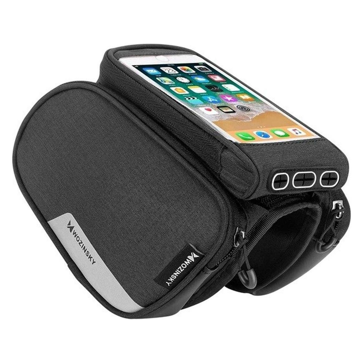 Wozinsky frame bike bag + detachable phone cover up to 6.5 "1.5l black (WBB7BK) (1.50 l, Rahmentasche) (1409315874)