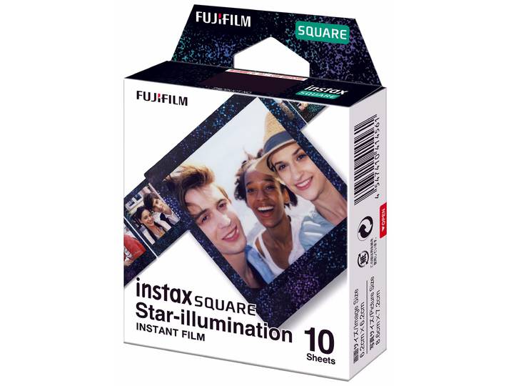 Fujifilm Instax Square Star Illumination 10 sheet Film Sofort-Bild – Sofortbildkamera/Polaroid Kamera – schwarz / silber