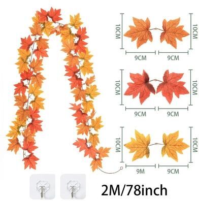Uplift Essentials Autumn Maple Leaf Garland Set High Definition Vertical Harvest Sculpture style 1