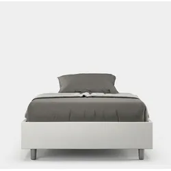 Itamoby Französisches Doppelbett mit gepolstertem Behälter 140x200, weißem Kunstleder Azelia