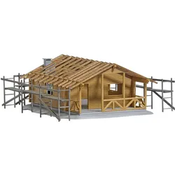 Busch 1855 H0 Blockhütte im Bau