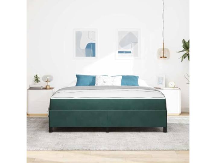 KTHLBRH Bettgestell aus dunkelgrünem Stoff, 180 x 200 cm Minimalistisches Design, einfache Linien, weiche Farben, geeignet für moderne Räume