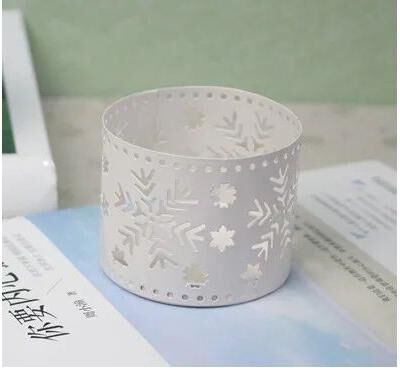 Inspire Curations Vintage Snowflake Deer Candle Holder Elegant Christmas Candle Holder For Festive Table Decor snowflake white