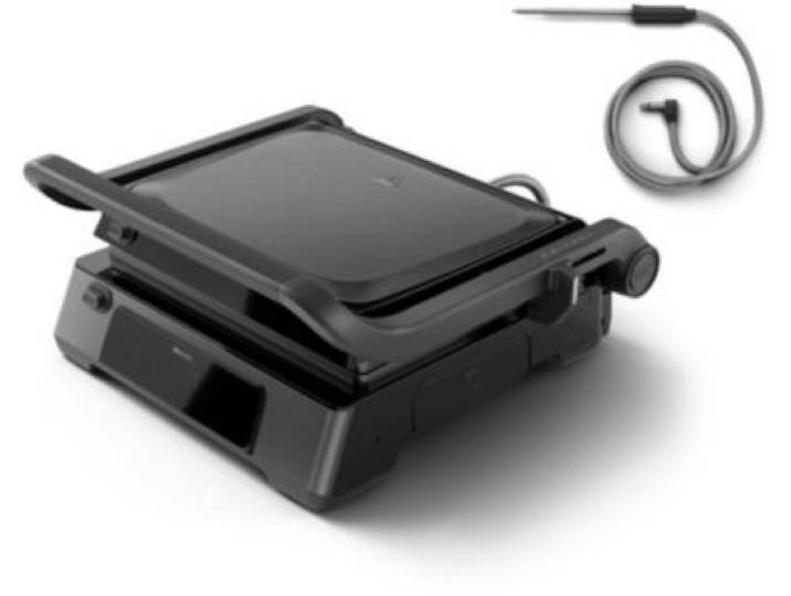 Philips - Grille-Viande Hd6307/70 Grill Série 7000 Noir, Sonde Cuisson, Plaques Amovibles 29x26 Cm, 2200 W