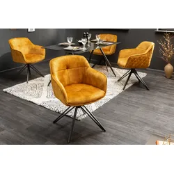 riess-ambiente Stuhl EUPHORIA - drehbar senfgelb Samt Armlehne Metallgestell schwarz Esszimmer
