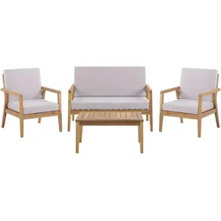 LOUNGE SET 4-Sitzer Hellbraun Auflagen grau Pallano