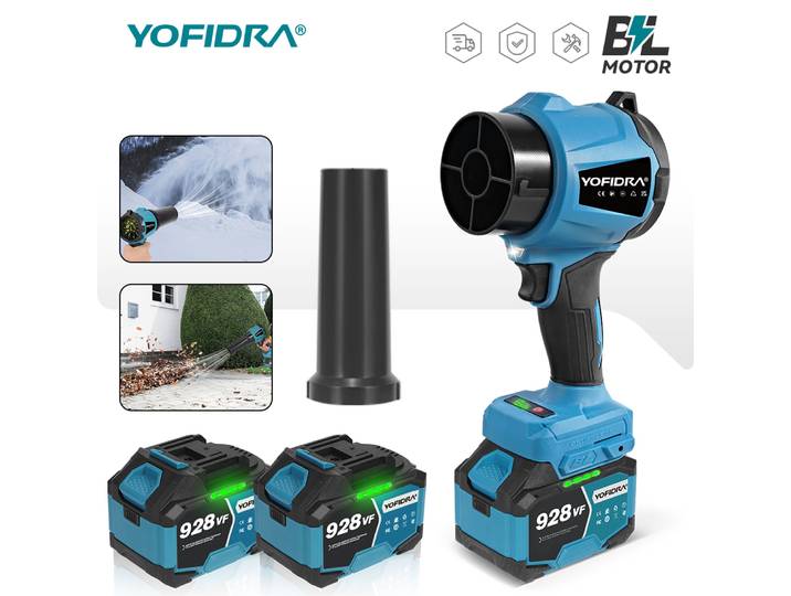 Souffleur électrique sans balais YOFIDRA 330000RPM, ventilateur turbo, 350M/S, pistolet à air portatif pour le dépoussiérage, compatible avec la batterie Makita 21V.