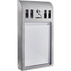 Böttcher-AG Aschenbecher Perth, silber, für Outdoor, Wandascher aus Metall, 25 x 45 cm, winddicht, 2,8 Liter