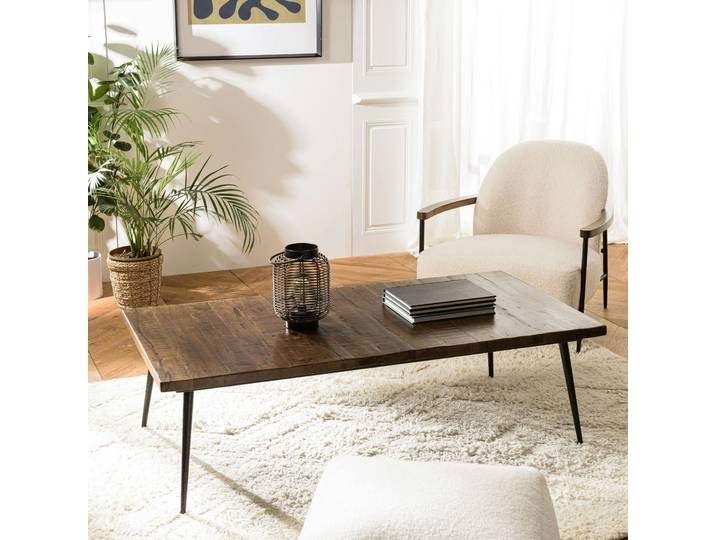 Table basse rectangulaire lames bois recyclé KORKAI