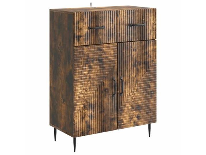 TEKGHUT Sideboard Räuchereiche 66 x 34,5 x 89,5 cm Holzwerkstoff Metallbeine, Pendeltüren, Schublade, Brett-Regale, Esszimmer, Wohnzimmer, feuchtes Tuch
