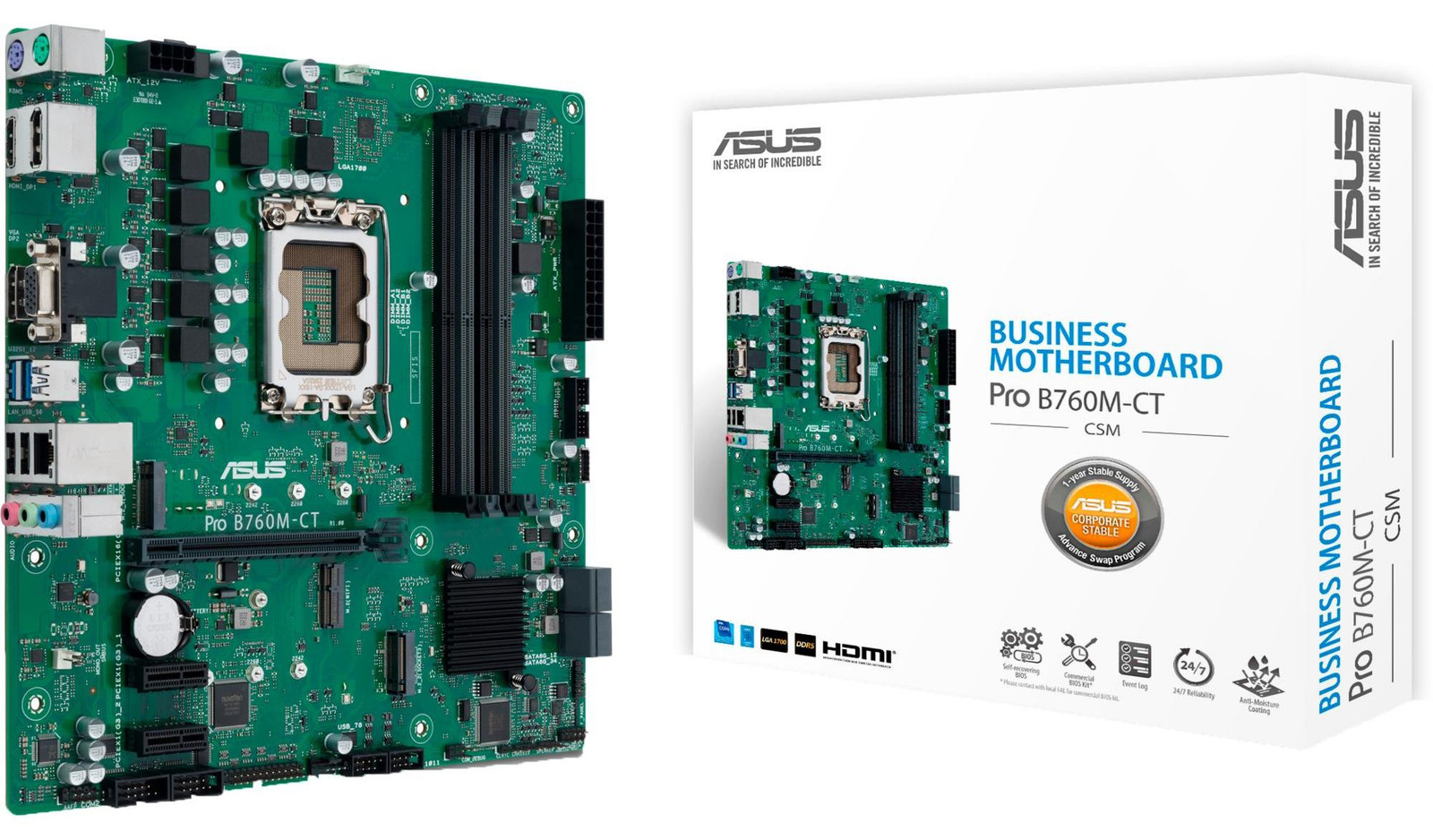 Asus Pro B760M-CT-CSM Moederbord LGA1700 B760 DDR5 USB3.2G1 TPM2.0