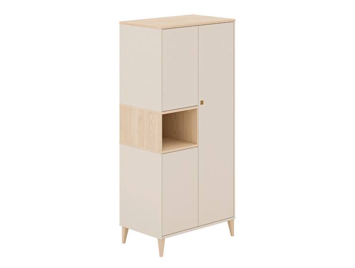 Babykleiderschrank, Beige, 94.8x205.8x58.2 cm, Holzwerkstoff, 3 Türen & Soft-Close, Klassisch, Paidi
