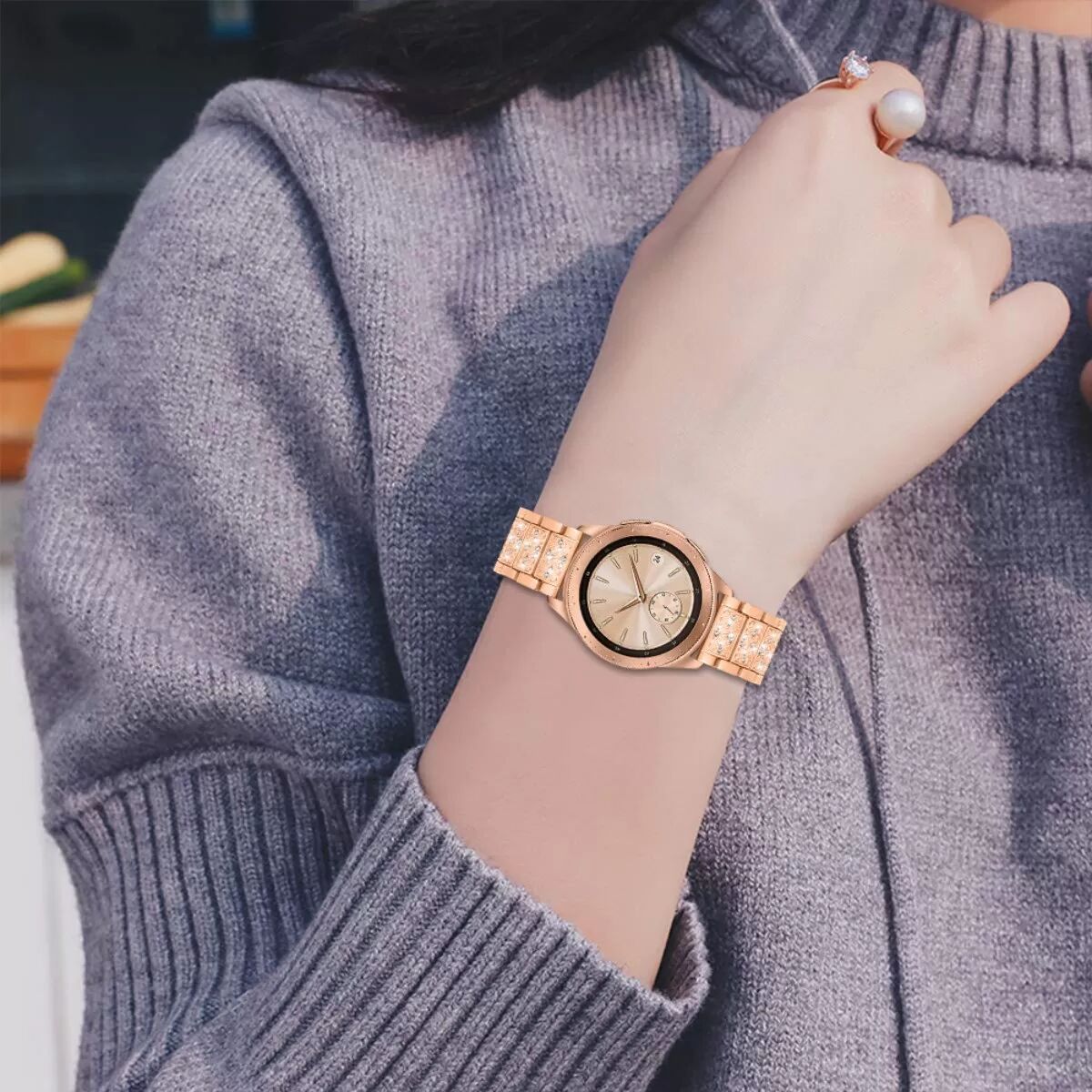 INF Roségoldenes Edelstahl 22mm Uhrenarmband kompatibel mit Huawei GT Serie
