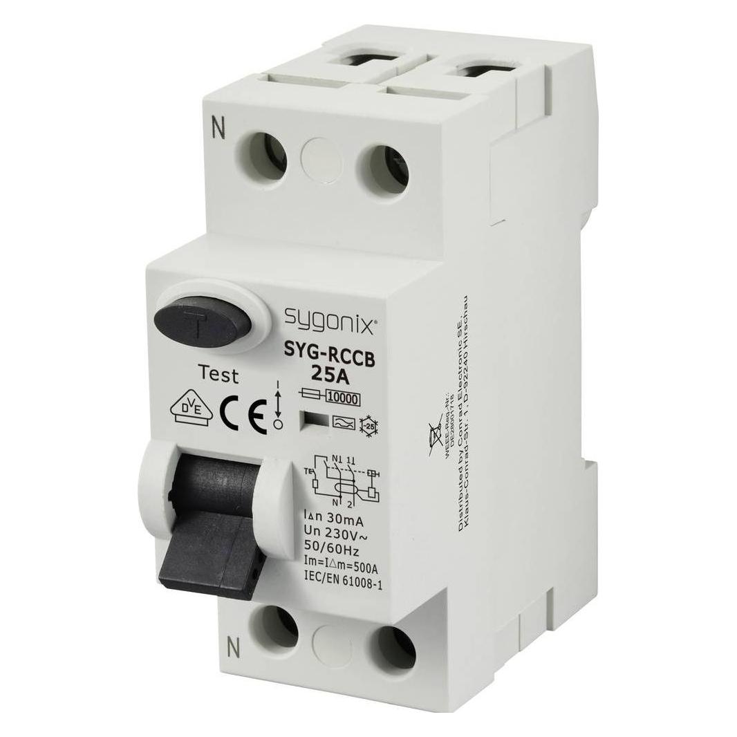 Sygonix SY-6438014 SYG-RCCB 1P+N/A25/10kA/30mA Fehlerstrom-Schutzschalter A 2 (SY-6438014)