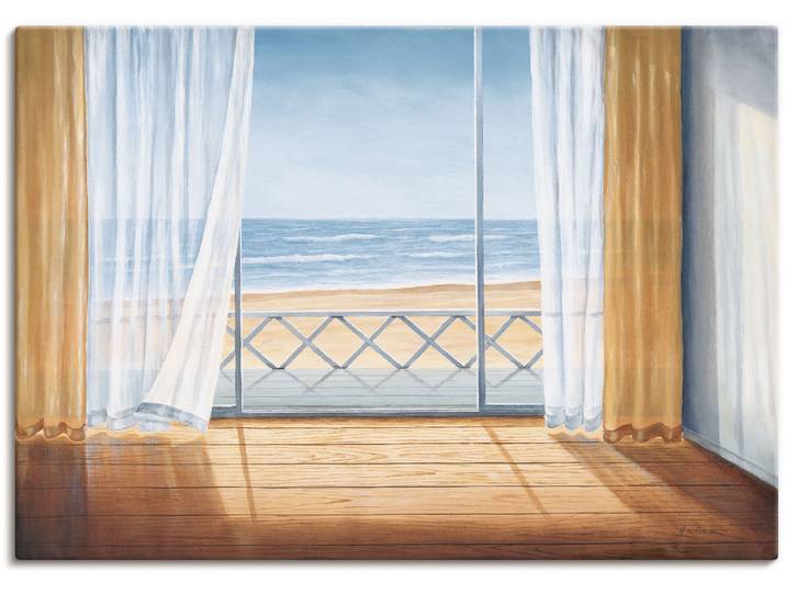 Wandbild ARTLAND Terrasse mit Meerblick , blau (farbe bild(er): blau), B:100cm H:70cm, Bilder, Wandbild, als Alubild, Outdoorbild, Leinwandbild in verschied. Grössen