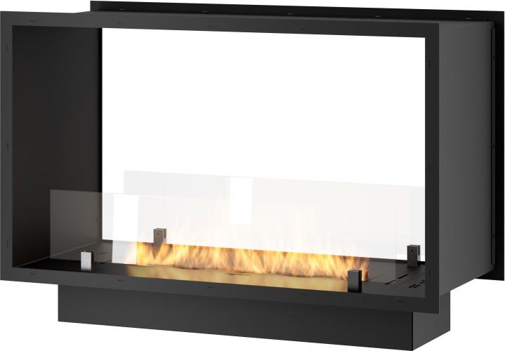 Bioethanol-Kamin 2Side 800 Slim Einbau mit zwei Fronten - Mattschwarz, mit Glas, 1L Brenner, Modernes Design