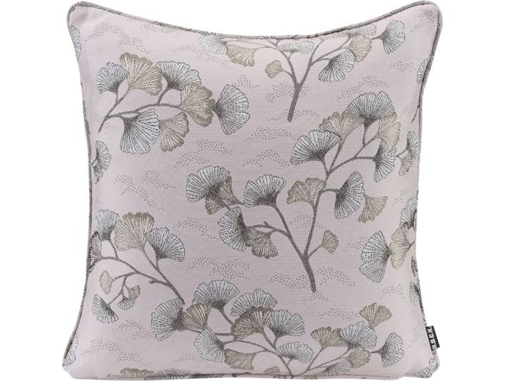 Dekokissen H.O.C.K. Gingko , rosa (rosa, silberfarben, geblümt), B:45cm H:10cm L:45cm, Polyester, Dekokissen_Sitzkissen_Kissenhüllen, Dekokissen, mit Gingko-Blättern, Kissenhülle mit Füllung, 1 Stück