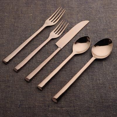INOX ARTISANS Brier Gold PVD 5 Pc. Flatware Set