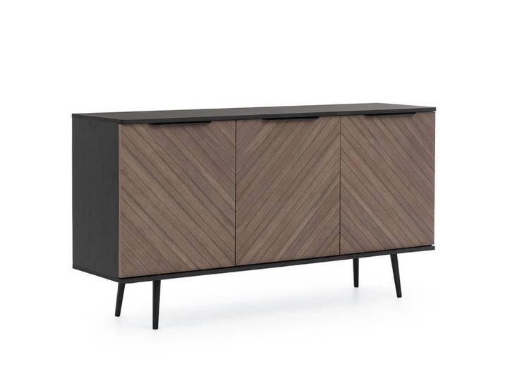 Lomadox Sideboard PRETORIA-132, Sideboard, Anrichte, 150cm breit, graphit mit braun in Holzoptik