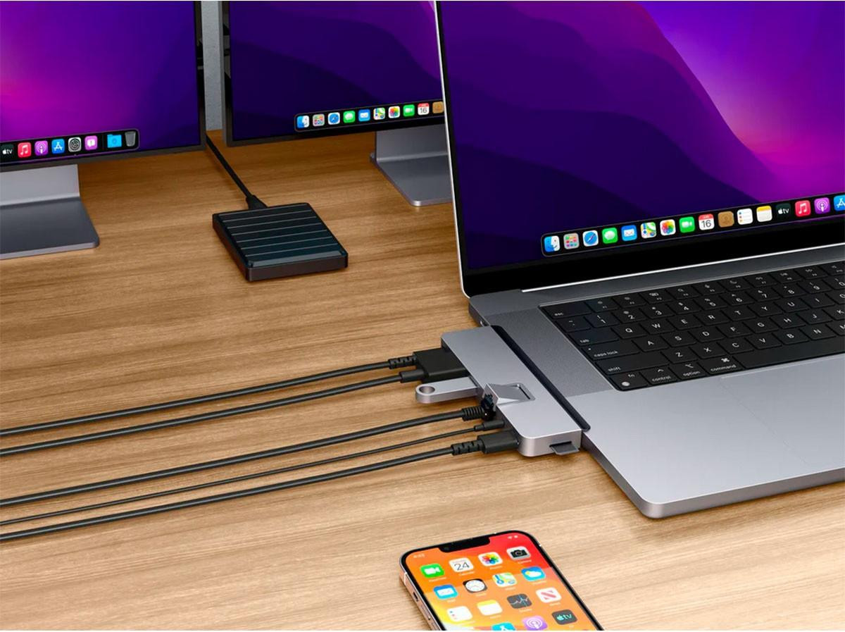HyperDrive DUO Pro Dockingstation met 2x USB-C, HDMI, USB4 en 1GbE, geschikt voor Apple MacBook Air en MacBook Pro