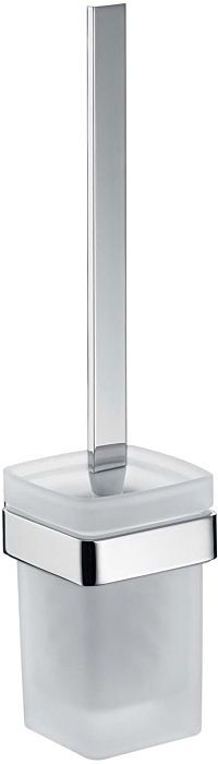 Emco Loft Toilettenbürstengarnitur 051500101 chrom, Wandmodell, Kristallglas satiniert, Griff chrom, Bürste schwarz