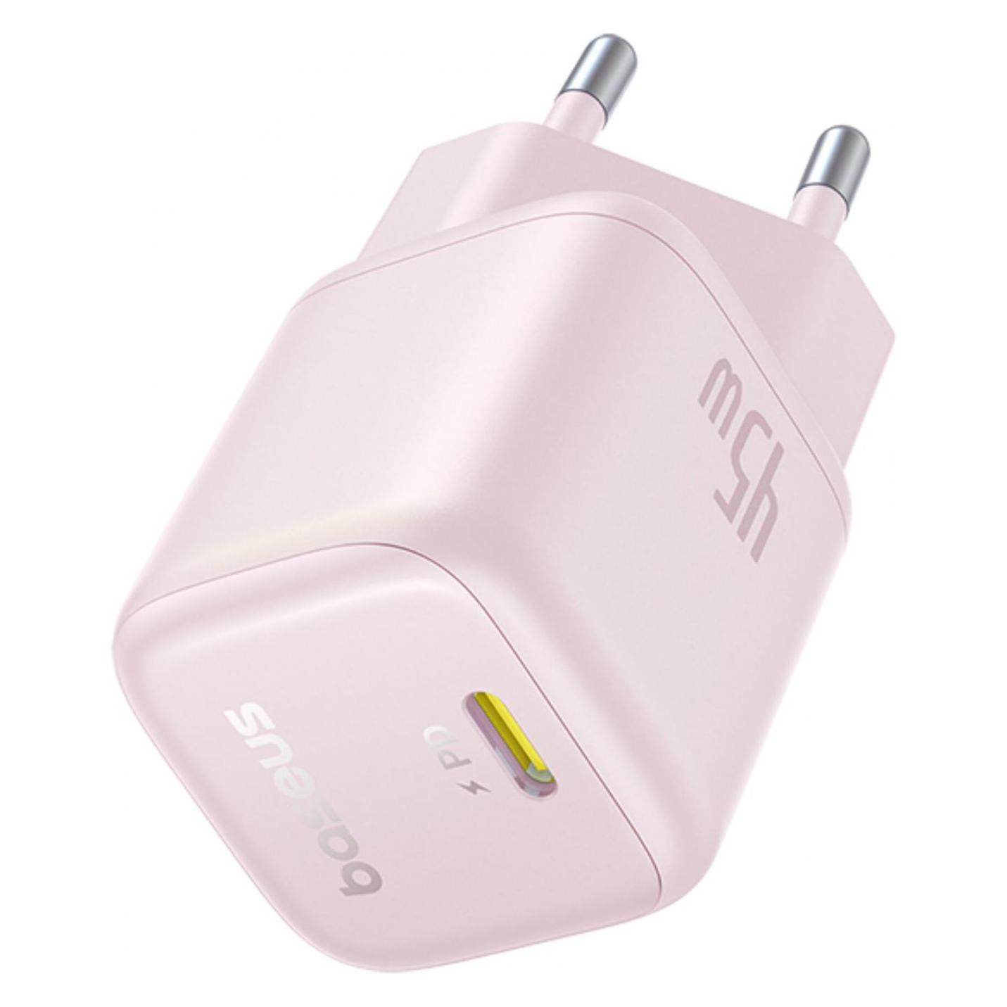 Baseus - Wall Charger PicoGo (P10176800413-00) - GaN, Fast Charging, 45W, USB-C - Baby Pink (45 W, 1 Port) (P10176800413-00)