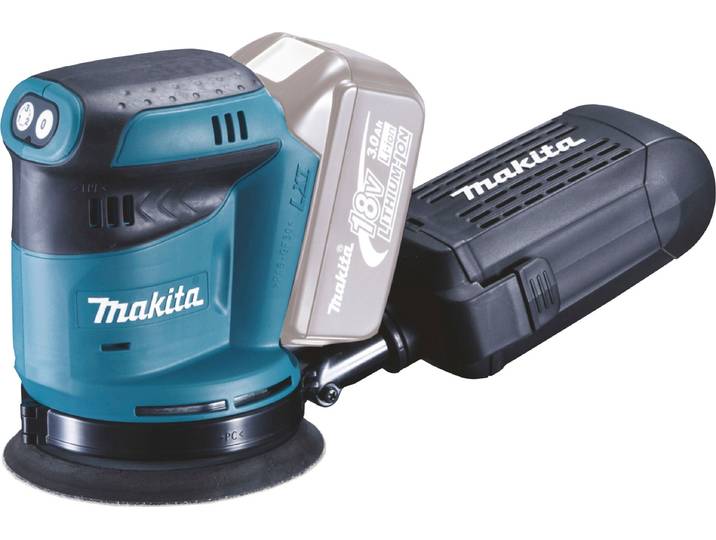 Akku-Exzenterschleifer MAKITA DBO180Z , blau (weiß, neutral), B:12,3cm H:15,3cm L:17,5cm, Schleifmaschinen, Akku-Exzenterschleifer, 2,8 mm Schwingkreis, ohne Akku und Ladegerät