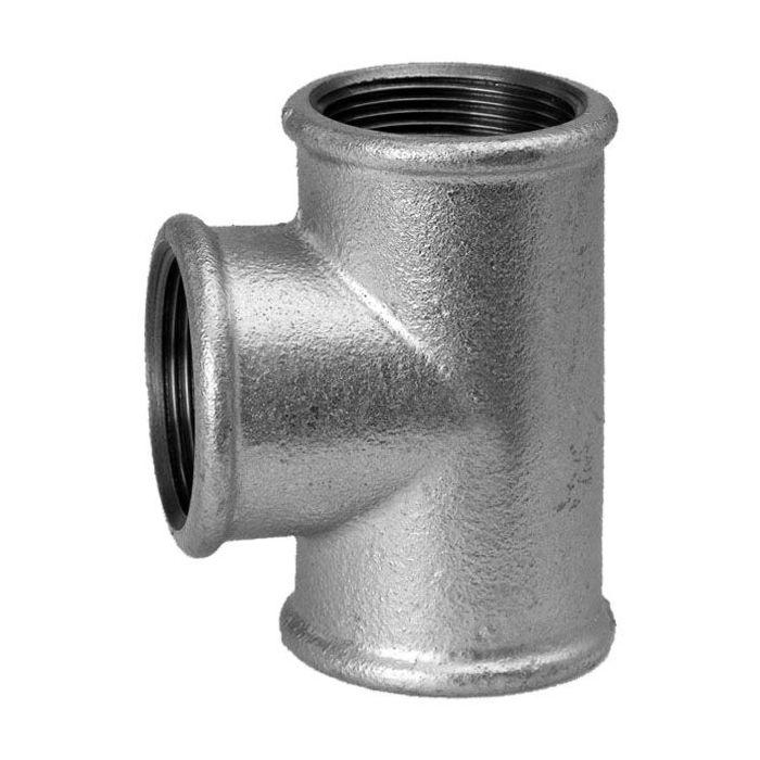 Hermann Schmidt Temperguss 130 T-Stück 13130065 DN 65, 2 1/2", egal, IG/IG/IG, verzinkt