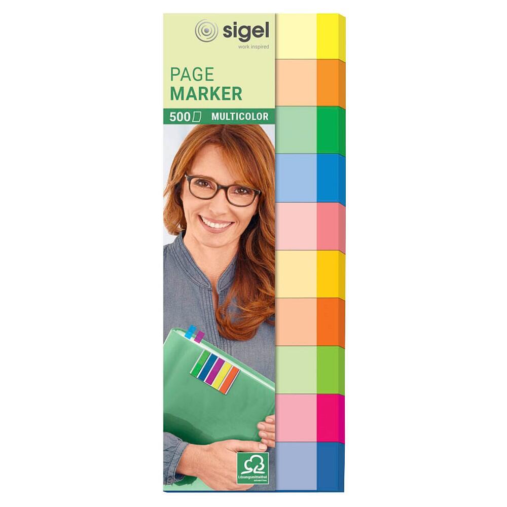 sigel MULTICOLOR Haftmarker farbsortiert - 10 x 50 Streifen HN682