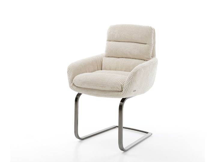 Freischwinger Abelia-Flex mit Armlehnen Cord Beige Freischwinger flach Graphit, Esszimmerstühle
