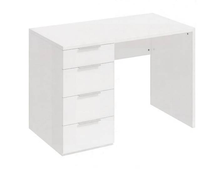 Gisaae Computertisch mit 4 Schubladen Hochglanz 110 x 60 cm, Weiß, 110x75x61.5 cm, Büromöbel, Schreibtische, Computertische